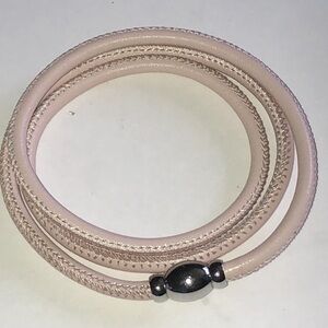 Delicate Tan Wrap Bracelet with Silver Tone Clasp